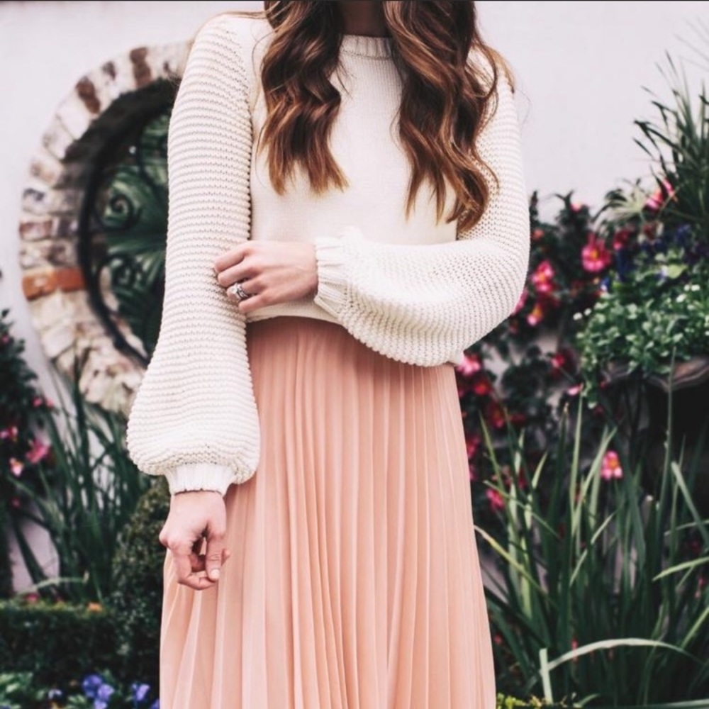 Mauve pink pleated midi skirt - Picture 5 of 5
